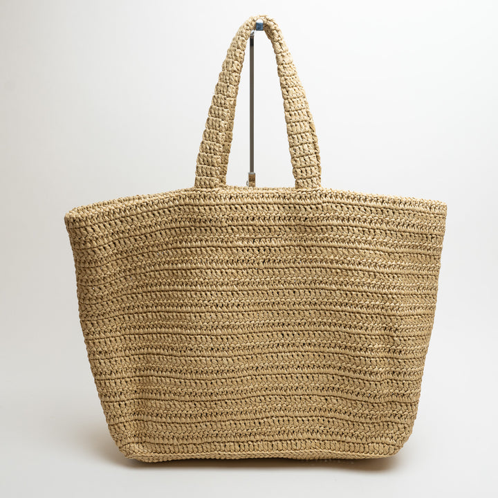 Saint Laurent Rive Gauche Beige Raffia Tote Bag