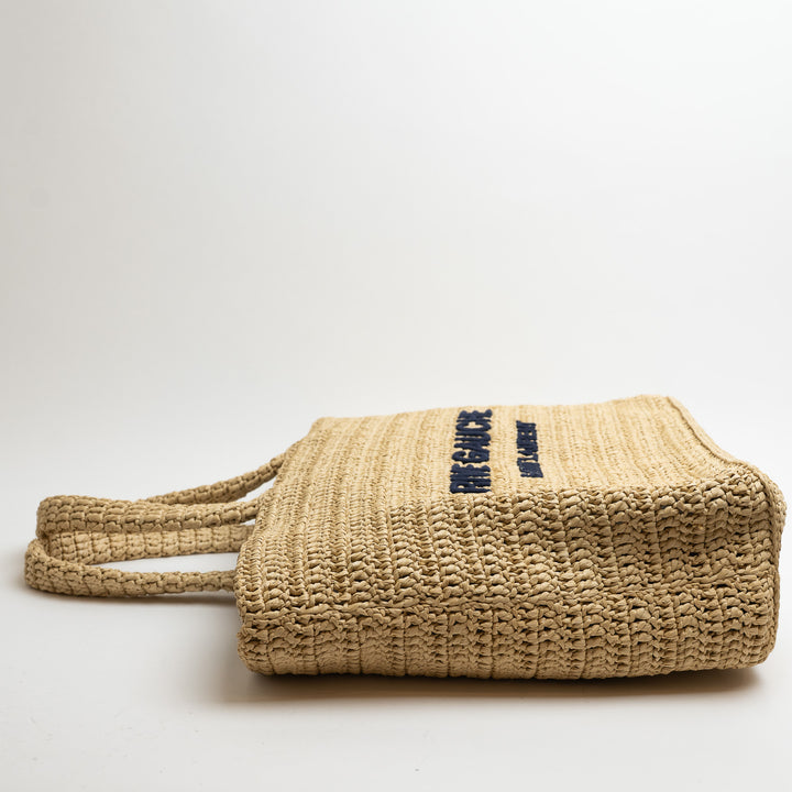 Saint Laurent Rive Gauche Beige Raffia Tote Bag
