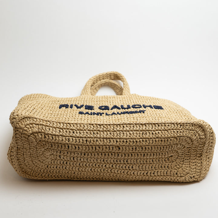 Saint Laurent Rive Gauche Beige Raffia Tote Bag