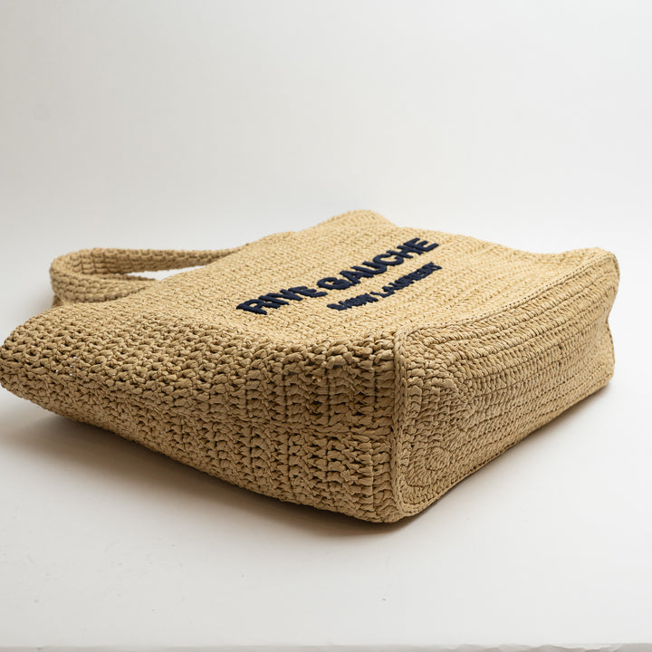 Saint Laurent Rive Gauche Beige Raffia Tote Bag