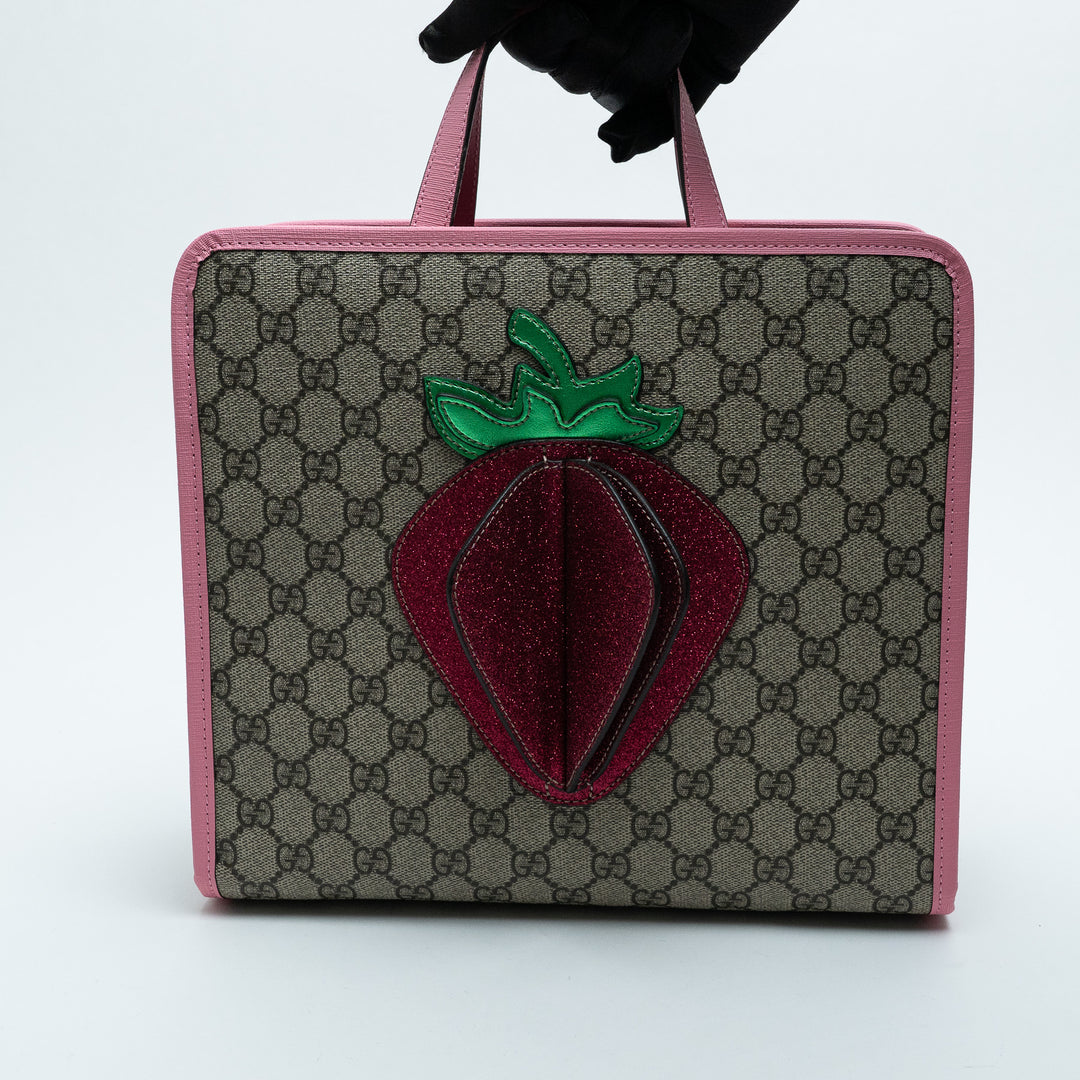 Gucci GG Supreme Canvas 3D Children's Strawberry Tote