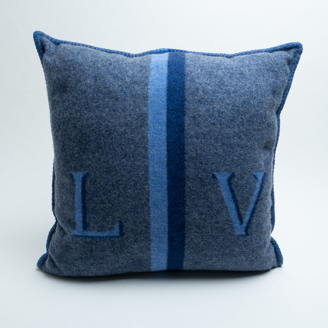 Louis Vuitton Blue Cashmere LV Striped Pillow