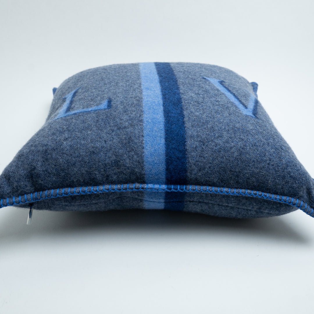 Louis Vuitton Blue Cashmere LV Striped Pillow