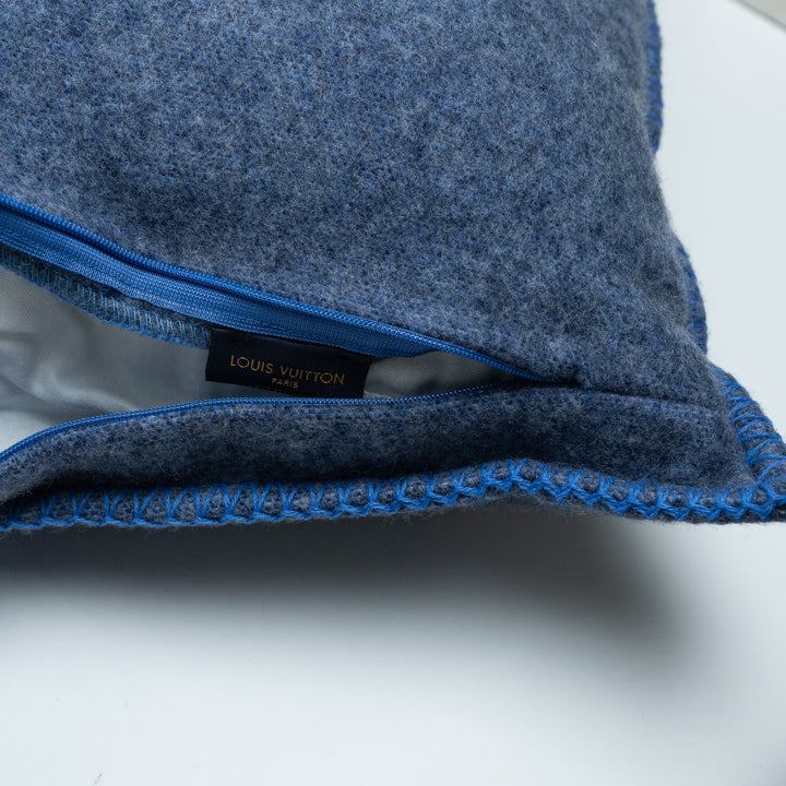 Louis Vuitton Blue Cashmere LV Striped Pillow