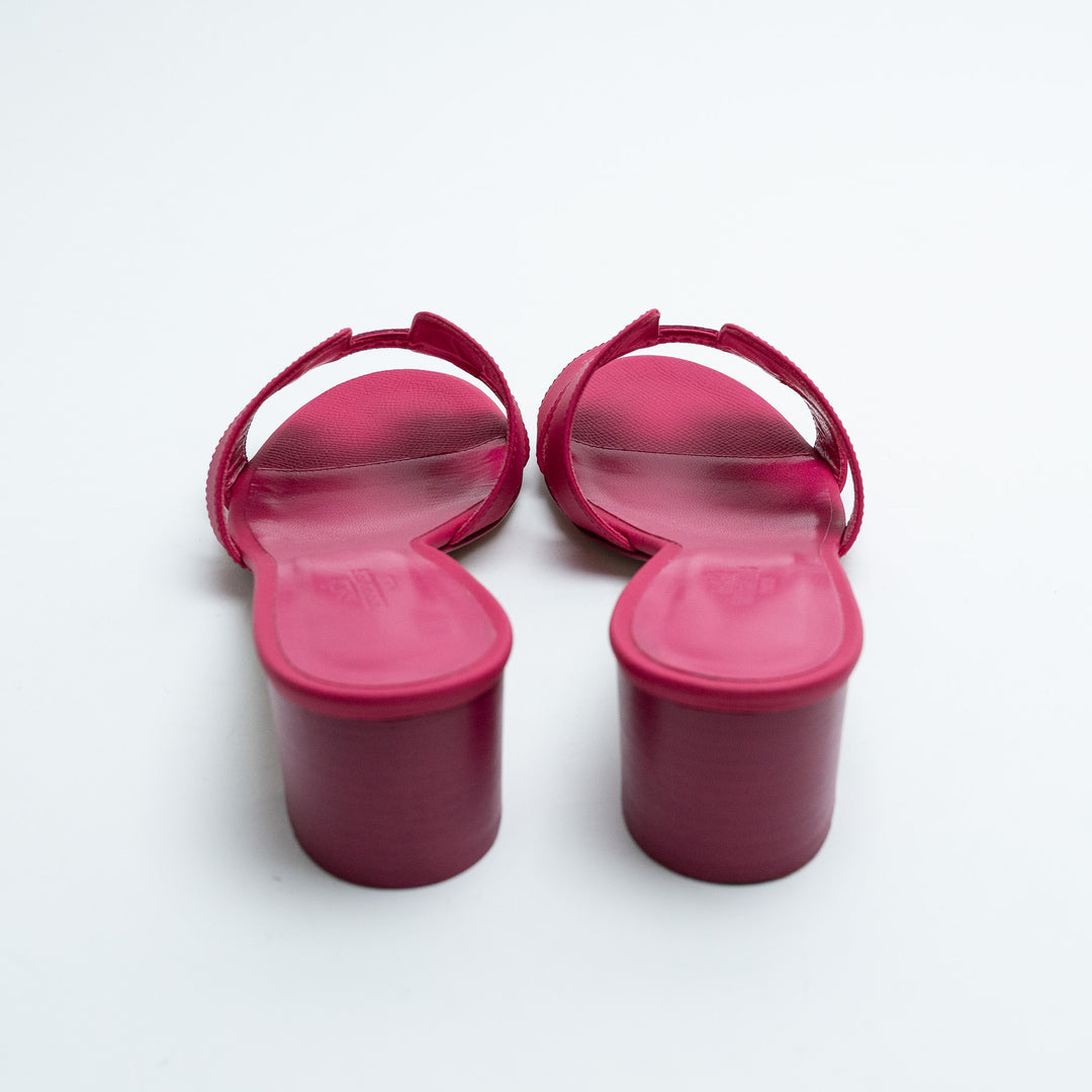 Hermes Oasis Block Heel Sandals in Rose Bougainvillier Size 38