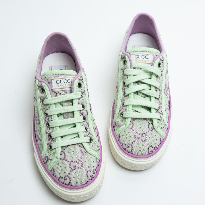 Gucci Light Green & Lilac GG Supreme Tennis 1977 Sneakers Size 36.5