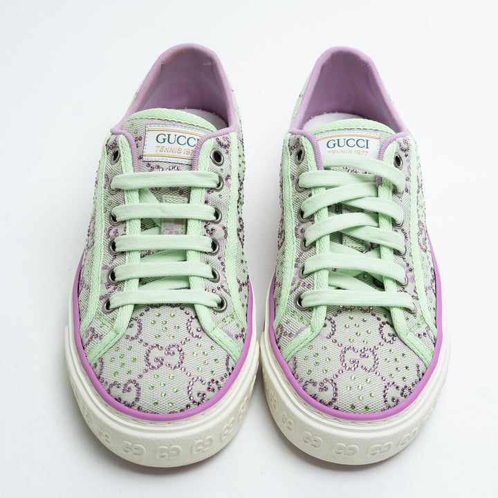 Gucci Light Green & Lilac GG Supreme Tennis 1977 Sneakers Size 36.5