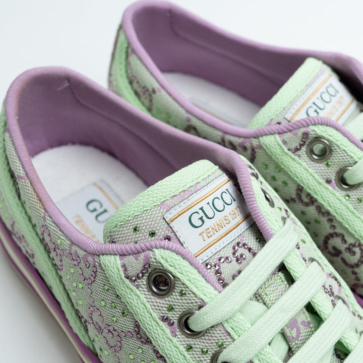 Gucci Light Green & Lilac GG Supreme Tennis 1977 Sneakers Size 36.5