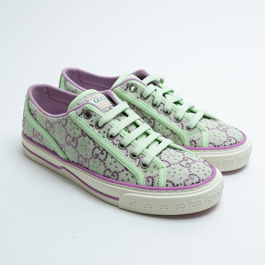 Gucci Light Green & Lilac GG Supreme Tennis 1977 Sneakers Size 36.5