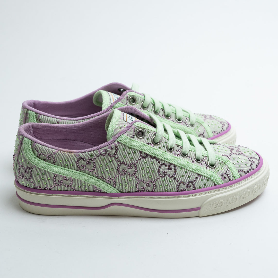 Gucci Light Green & Lilac GG Supreme Tennis 1977 Sneakers Size 36.5
