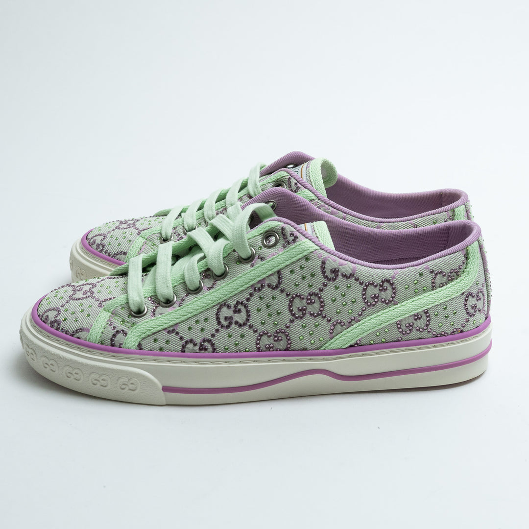 Gucci Light Green & Lilac GG Supreme Tennis 1977 Sneakers Size 36.5