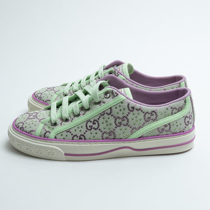 Gucci Light Green & Lilac GG Supreme Tennis 1977 Sneakers Size 36.5