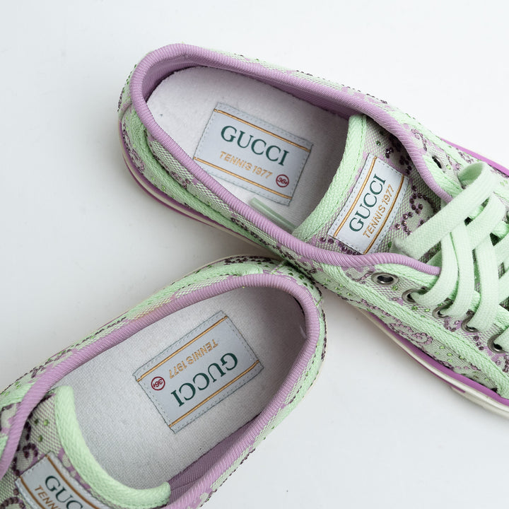 Gucci Light Green & Lilac GG Supreme Tennis 1977 Sneakers Size 36.5