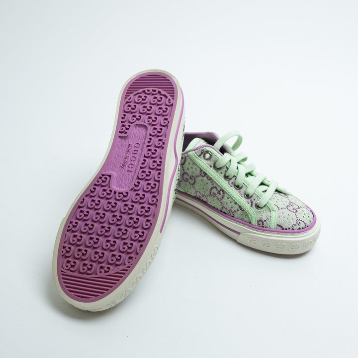 Gucci Light Green & Lilac GG Supreme Tennis 1977 Sneakers Size 36.5