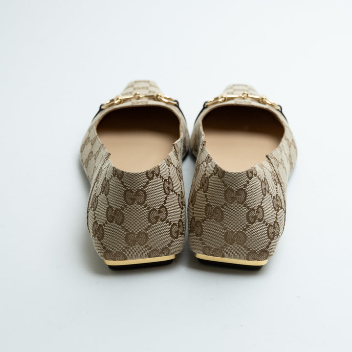 Gucci Monogram Canvas Pointed Toe Flats with Horsebit Size 40