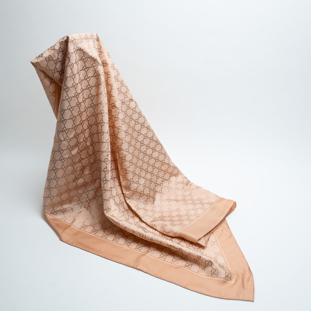 Gucci Pink Monogram Metallic Effect Scarf