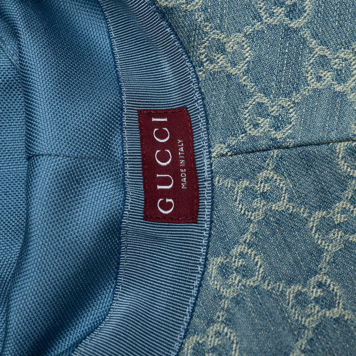 Gucci Blue Denim Monogram Bucket Hat with Horsebit Detail