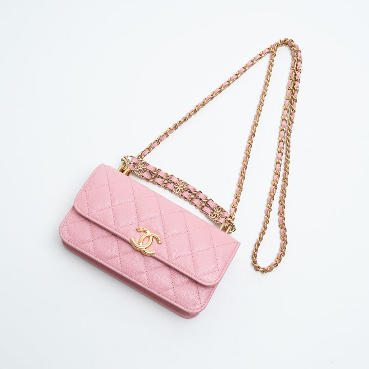 Pre-Loved Chanel™ Pink Quilted Caviar Leather Pick Me Up Bag