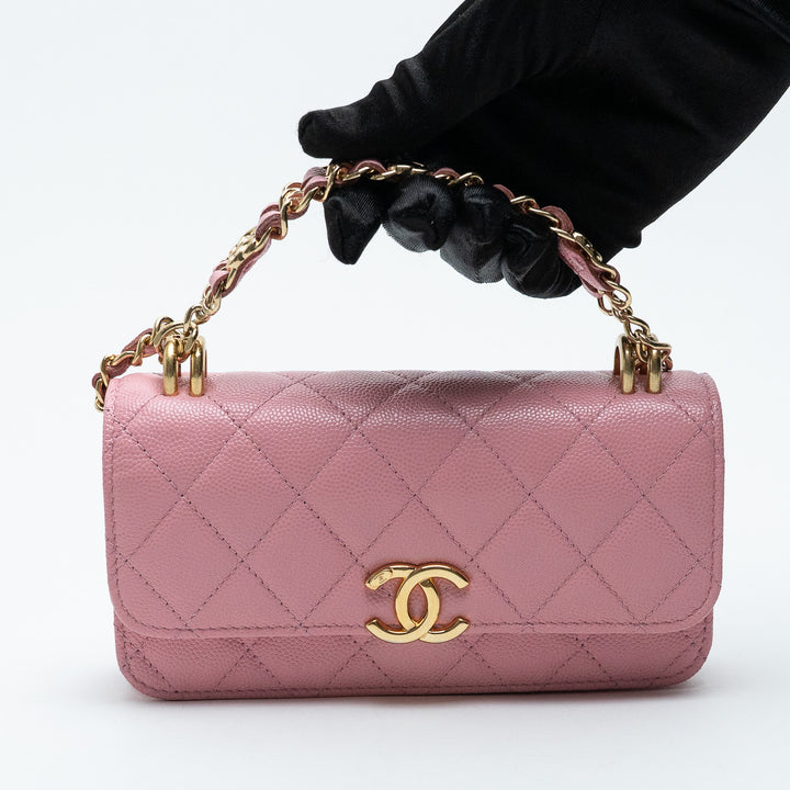 Pre-Loved Chanel™ Pink Quilted Caviar Leather Pick Me Up Bag
