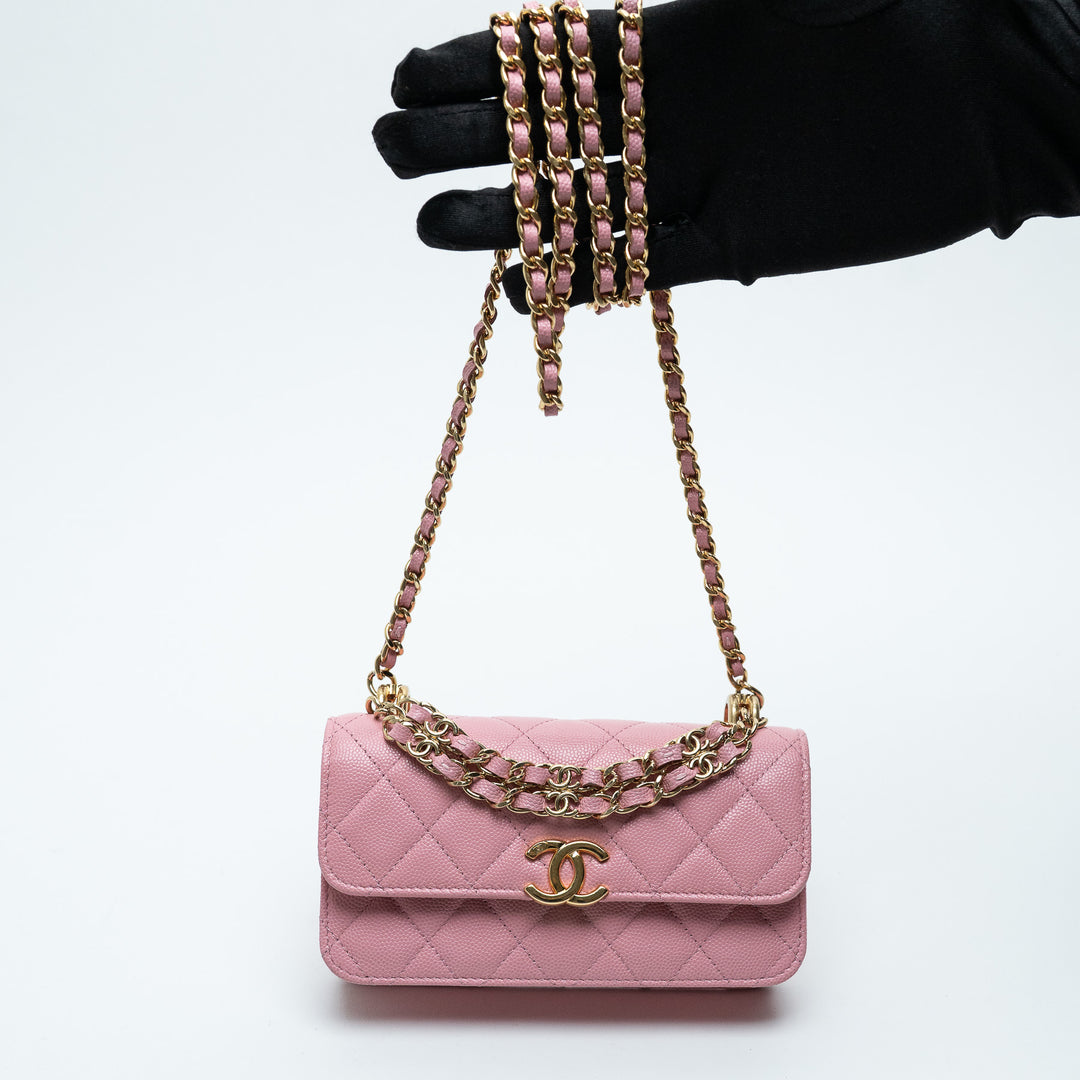 Pre-Loved Chanel™ Pink Quilted Caviar Leather Pick Me Up Bag