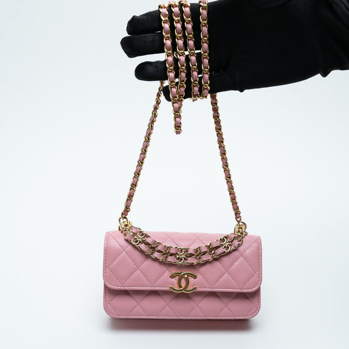 Pre-Loved Chanel™ Pink Quilted Caviar Leather Pick Me Up Bag