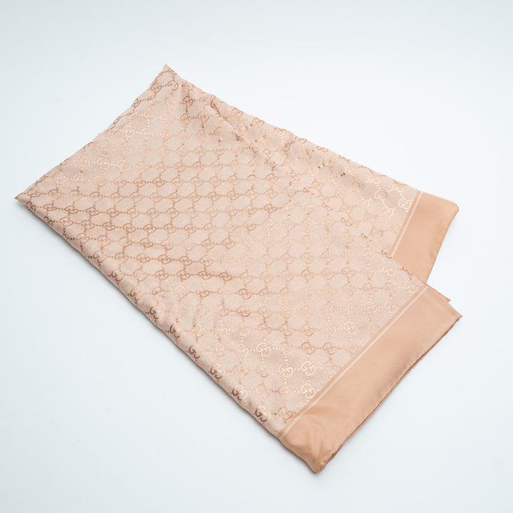 Gucci Pink Monogram Metallic Effect Scarf