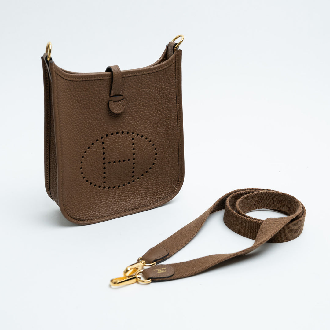Hermes Alezan Clemence Leather Mini Evelyne 16