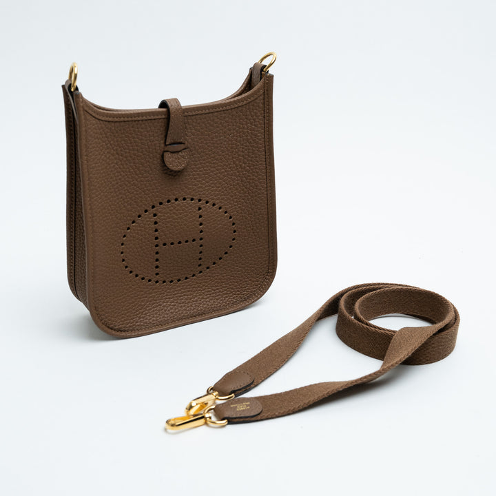 Hermes Alezan Clemence Leather Mini Evelyne 16