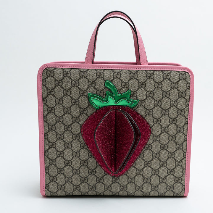 Gucci GG Supreme Canvas 3D Children's Strawberry Tote