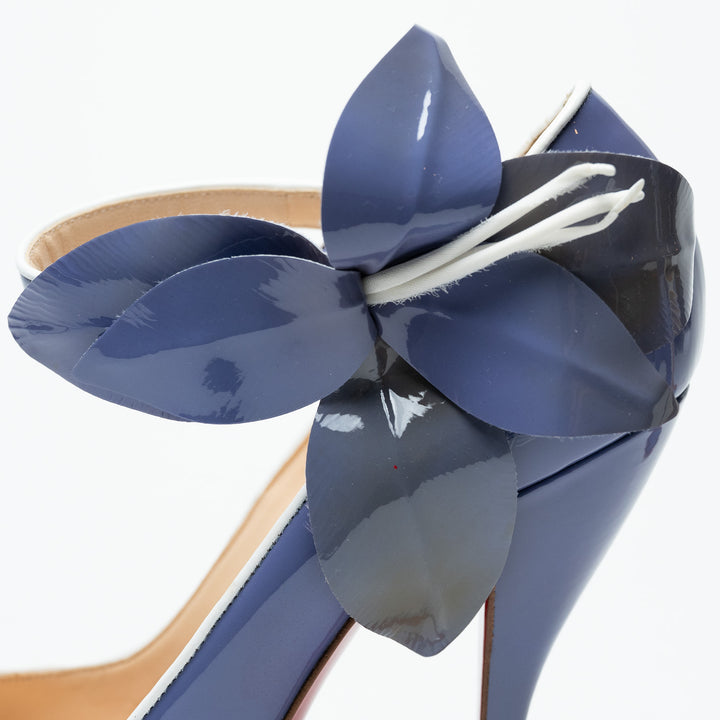 Louboutin Purple Patent Leather Mary Jane Peep Toe Heels Size 39