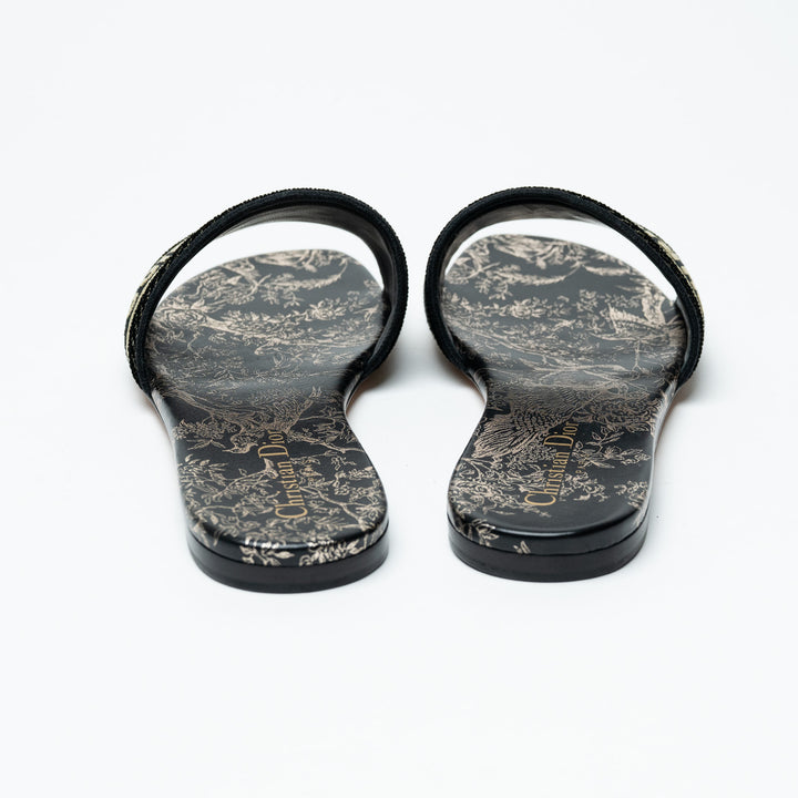 Dior Dway Slide Sandals with Black and Gold Strap Size 38