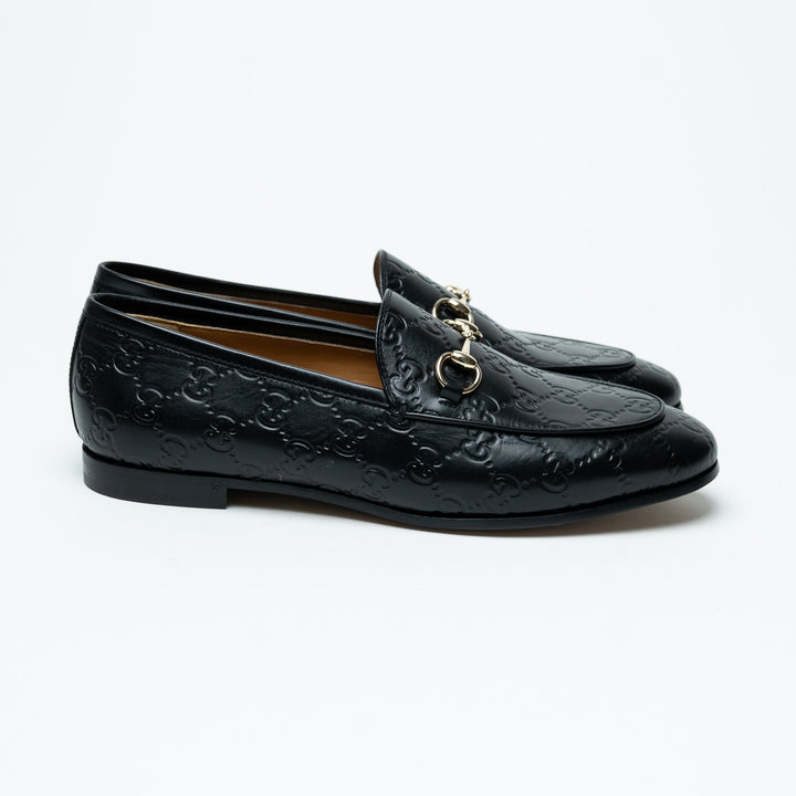 Gucci Black Guccissima Leather Horsebit Loafers Size 39
