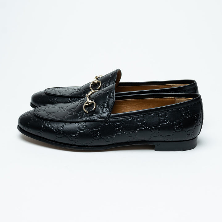 Gucci Black Guccissima Leather Horsebit Loafers Size 39