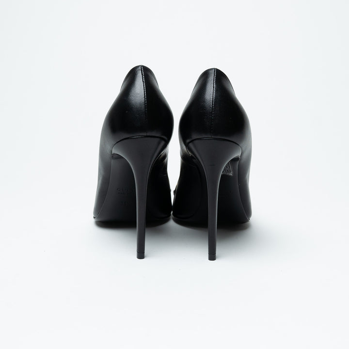 Gucci Black Leather Pointed Toe Horsebit Pumps Size 38.5