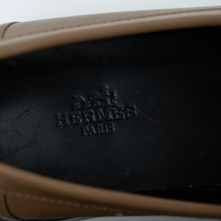 Hermes Calfskin Leather Hot Loafer in Brun Fume with Kelly Buckle Size 37