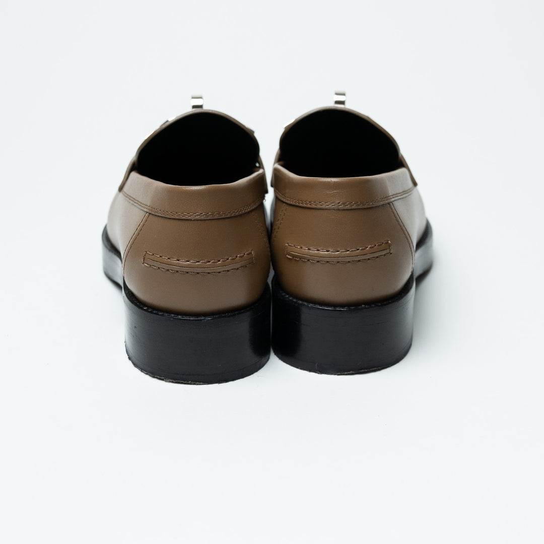 Hermes Calfskin Leather Hot Loafer in Brun Fume with Kelly Buckle Size 37