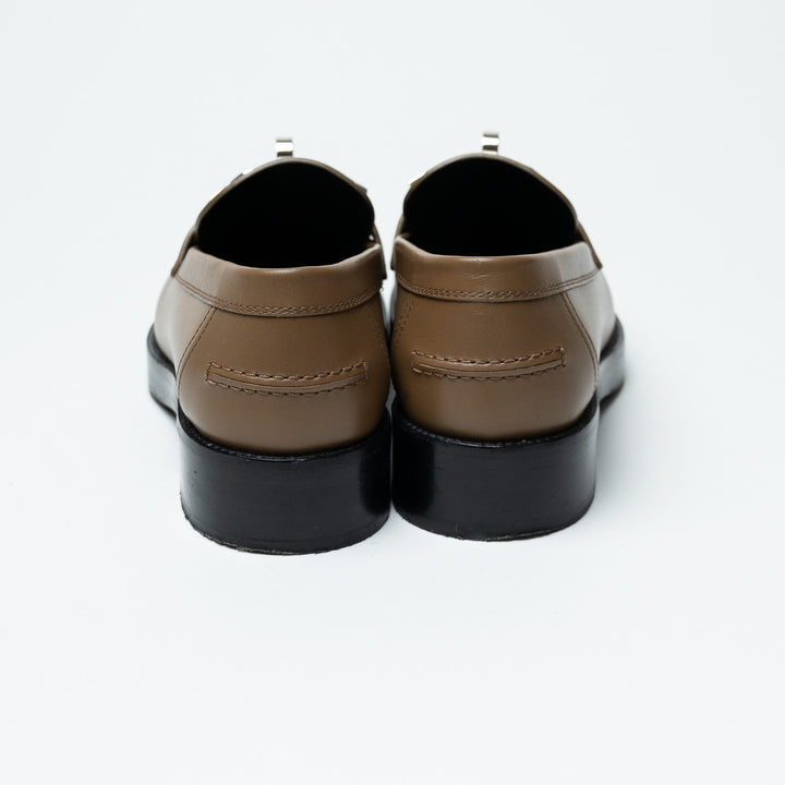 Hermes Calfskin Leather Hot Loafer in Brun Fume with Kelly Buckle Size 37