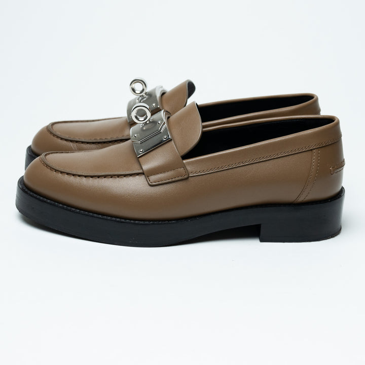 Hermes Calfskin Leather Hot Loafer in Brun Fume with Kelly Buckle Size 37