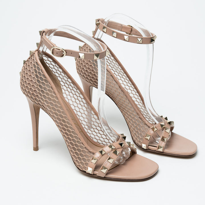 Valentino Alcove Rockstud Mesh Sandals Size 38
