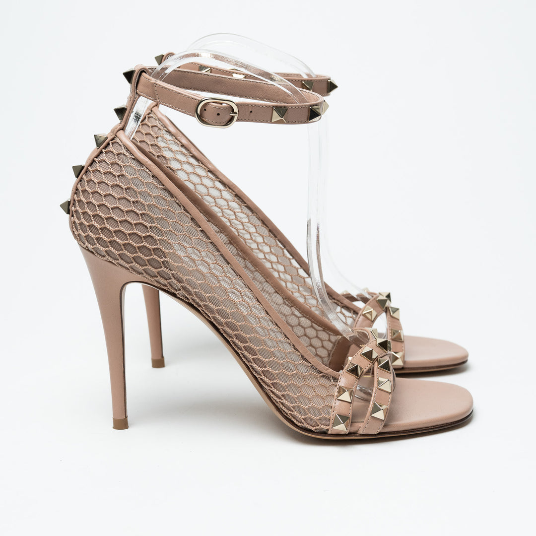Valentino Alcove Rockstud Mesh Sandals Size 38