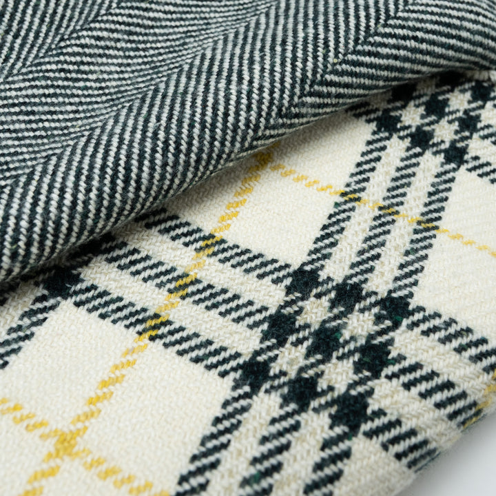 Burberry Ivory and Forest Green Plaid Cashmere and Wool Scarf