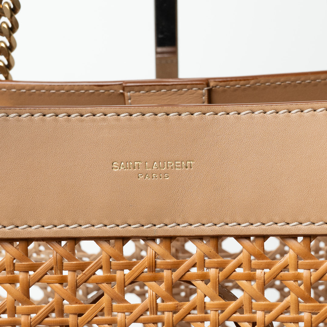 Saint Laurent Raffia and Leather Woven Tote With Pouch