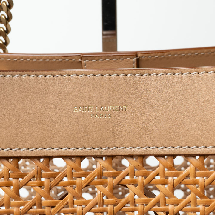 Saint Laurent Raffia and Leather Woven Tote With Pouch