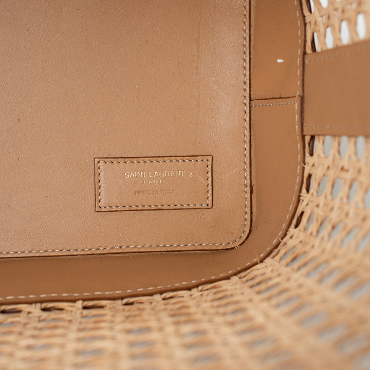 Saint Laurent Raffia and Leather Woven Tote With Pouch