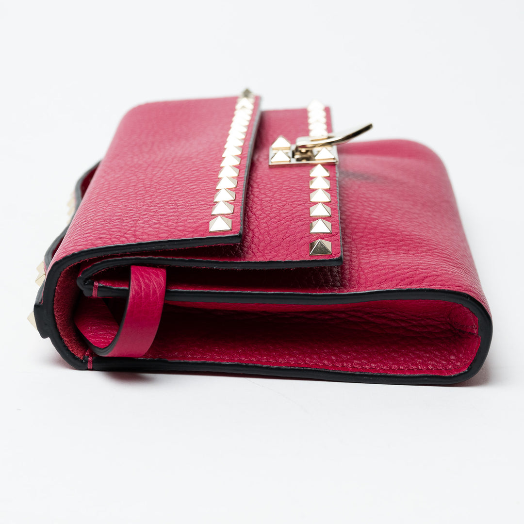 Valentino Pink Grained Calfskin Rockstud FlipLock Crossbody Bag