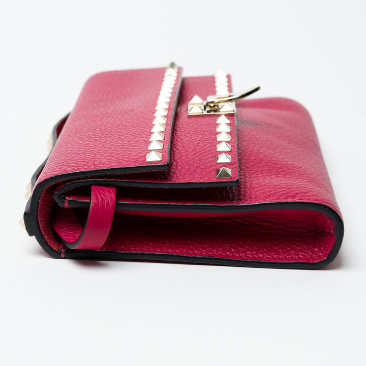Valentino Pink Grained Calfskin Rockstud FlipLock Crossbody Bag