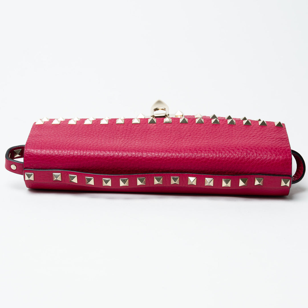 Valentino Pink Grained Calfskin Rockstud FlipLock Crossbody Bag