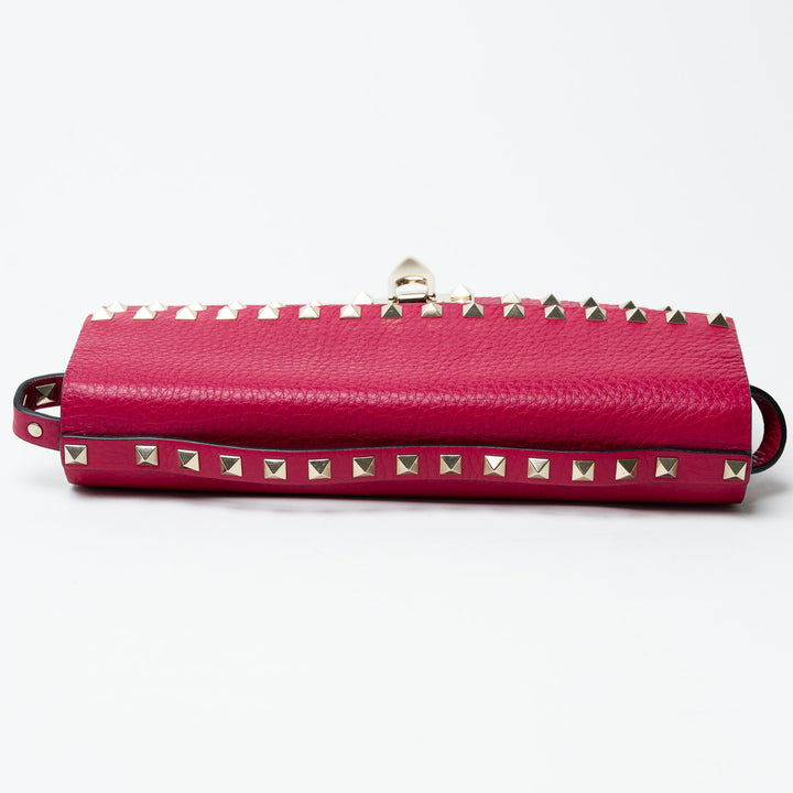 Valentino Pink Grained Calfskin Rockstud FlipLock Crossbody Bag