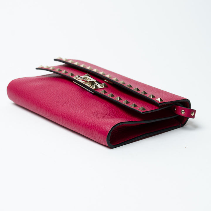 Valentino Pink Grained Calfskin Rockstud FlipLock Crossbody Bag