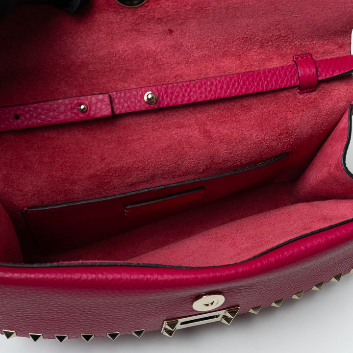 Valentino Pink Grained Calfskin Rockstud FlipLock Crossbody Bag